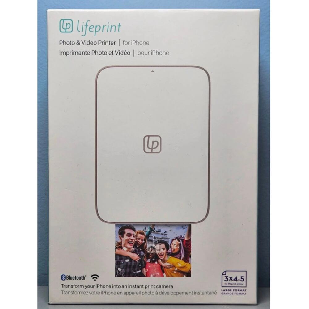 Lifeprint Photo Printer for Apple iPhones Color No Ink Pics 3 in. x 4.5 in. NIB